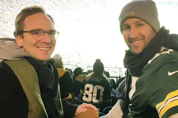 Tom at Packers game with Dan Bostrom